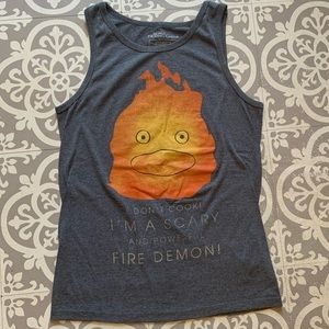 Howls moving castle, calcifer, tank, gray